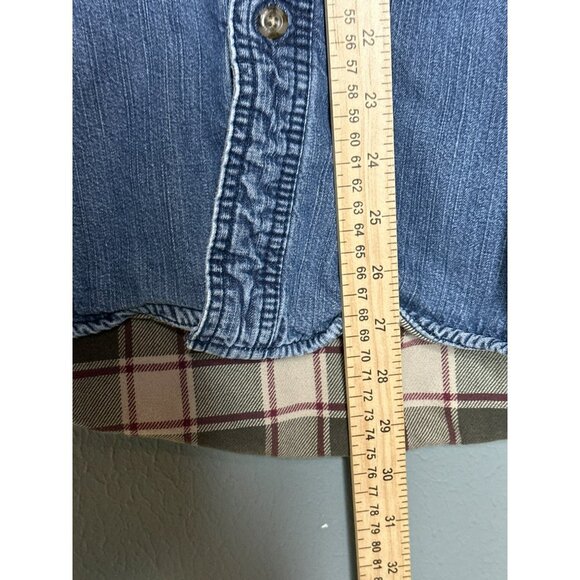 Eddie Bauer Men's Medium Flannel Lined Denim Button-Up Collared LS Shirt - Picture 5 of 11